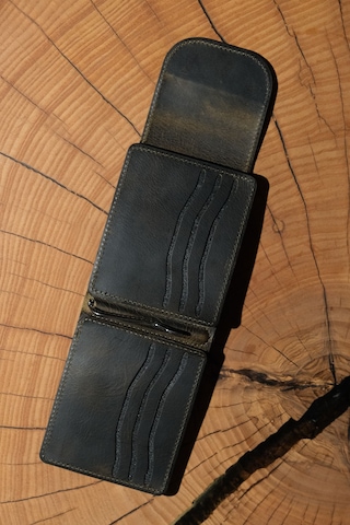 Lenax Leather Mono Klips Hakiki Deri Erkek Cüzdan Nakit Para Klipsli, Mıknatıslı Kapak, Bozuk Para Cepli Haki