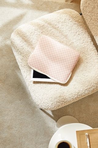 Ocean Home Textile Su İtici Leke Tutmaz Pembe Dama Desen Tablet Taşıma Çantası / Kılıfı 27 X 21 X 2 Cm Tablet Kılıfı