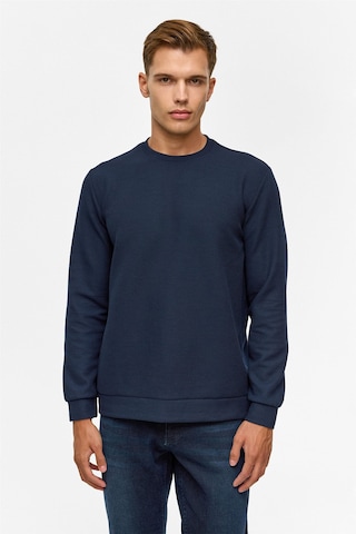 Süvari Lacivert Regular Düz Bisiklet Yaka Sweatshirt-38792 Lacivert