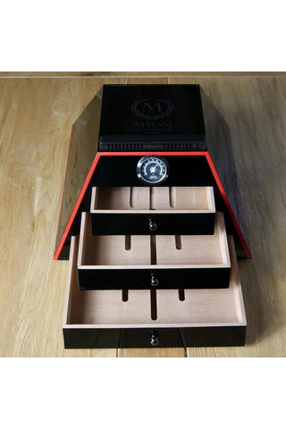 Myon Paris Pyramid Humidor Puro Kutusu Mat Siyah 50's