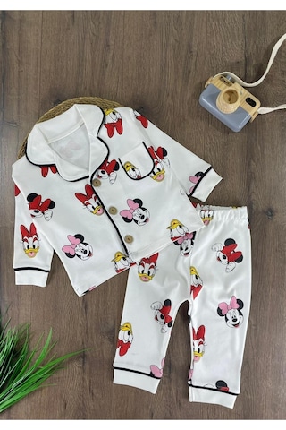 Kruvaze Yaka Organik Kumaş Pijama Takımı 4bb2 Beyaz