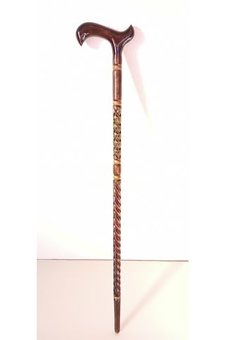 Ahşap Baston K-03 Gürgen Burgu Ve Baklava Kesimi Oymalı.