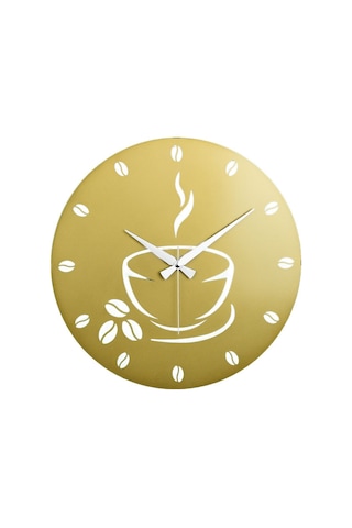 Coffe Model Metal Lazer Kesim Akar Sessiz Mekanizmalı Duvar Saati 40 40 Cm -m007 Gold