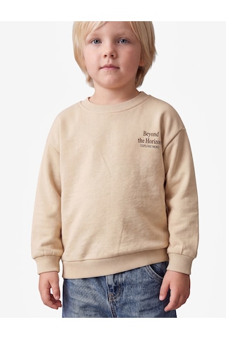 Koton Baskılı Şardonlu Pamuklu Bisiklet Yaka Uzun Kollu Sweatshirt Bej 7wmb10125tk Ekru