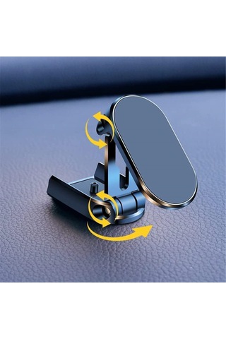 Tenfowee 360 Derece Dönebilen Katlanabilir Araç İçi Manyetik Telefon Tutucu - Güçlü Yapışkan Ve Kaymaz Yüzey Siyah
