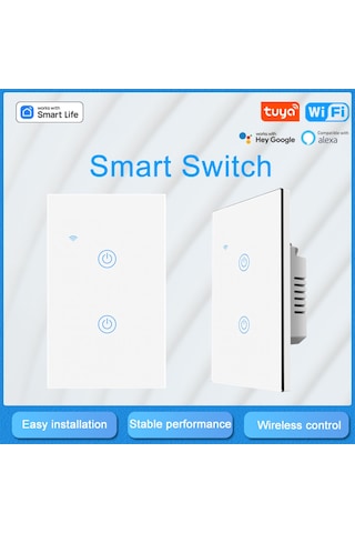 Teltree Akıllı Dokunmatik Cam Anahtar Panel - Led Göstergeli, Wifi Bağlantılı, Yx-ws002a Model, 2 Yollu Tuya Wifi