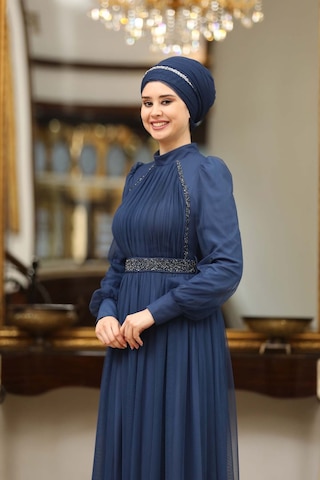 Melisma Efsane Tesettür Abiye İndigo