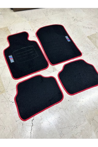 Bmw E30 E36 E46 E90 E92 F30 G20 M Logo Kırmızı Dikiş Halı Paspas