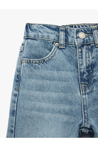 Koton Beli Lastikli Düğmeli Rahat Kesim Denim Pantolon Lıght Indıgo 6skb40008td Açık Mavi