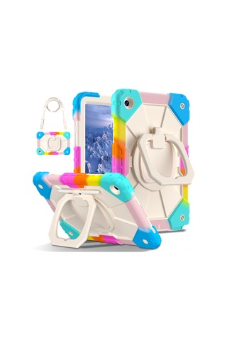 Ximistore9 Samsung Tab A9 8.7" İçin Silikon+pc Tüm Yüzey Kapama, Şok Empati, Döner Ayaklı, Kırılmaya Dayanıklı Koruyucu Kılıf - Parlak Mavi