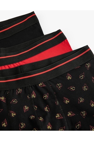 Koton 3'Lü Boxer Seti Minimal Baskılı Beli Lastikli Çok Renkli Bordo Desenli 5Wlm90010Mk Bordo
