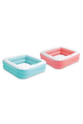 Şişme Taban Mini Kare Çocuk Havuzu - 86x86x25 Cm Mavi