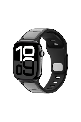 Apple Uyumlu Watch 42mm 44mm 45mm S10 46mm Ultra 49mm Çift Renkli Spor Silikon Kordon Nefes Alabilir