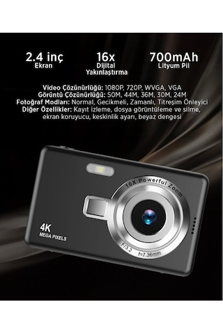 Faroxtech KMR-7 48 MP 16x Zoom 1920x1080 Dijital Fotoğraf Makinası