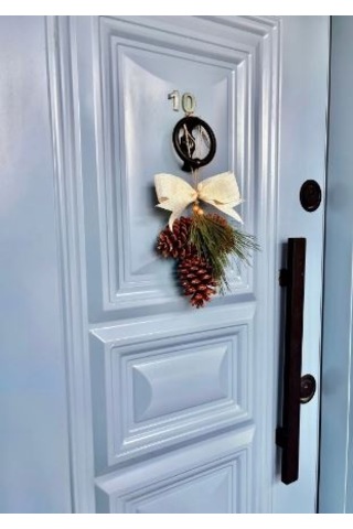 Bukosh 3 Lü Kozalak Ev Dekorasyon Kapı Süsü Krem