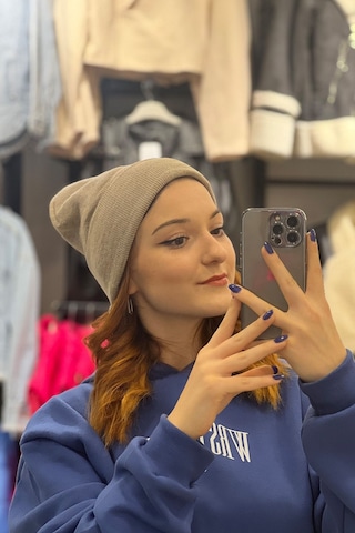 Unisex Kışlık Koyu Çakıl Katlamalı Bere Kahve