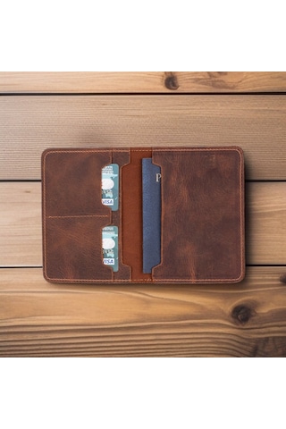 Avventura Hakiki Deri, El Yapımı, Pasaport Kılıfı, Antik Kahve Kahverengi