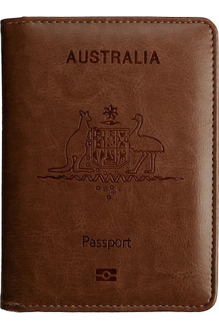 Hangfox Kahverengi Pu Deri Rfıd Engellediği Pasaport, Kart, Bilet Ve Para Tutucu - Seyahat Cüzdanı 4 Kartlık + Pasaport + Para Bölmesi + Kalem Tutucu Çok Renkli