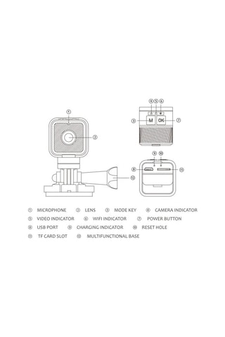 Didadodo 1080p Çok Fonksiyonlu Bisiklet Kamerası Bisiklet Görüntüleme Sistemi Bisiklet Kamerası Açık Hava Wifi Spor Kamerası Su Geçirmez Dahili Pil İle Açık Hava Sporları İçin Bisiklet Sta Siyah