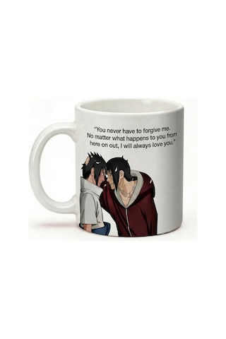 Itachi Sasuke Baskılı Seramik Hediye Kupa Bardak Kişiye Özel Kişiselleştirilebilir Anime Çok Renkli