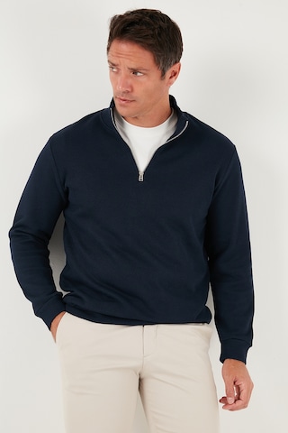 Buratti Pamuklu Relaxed Fit Yarım Fermuarlı Sıfır Yaka Örme Erkek Sweat 5901076 Lacivert