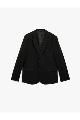 Koton Slim Fit Kapaklı Cep Detaylı Uzun Kollu Mono Yaka Blazer Ceket Siyah 6wam50008hk Siyah