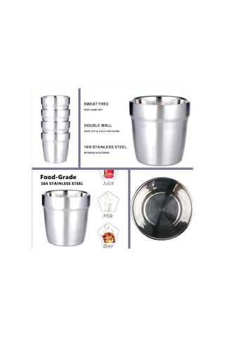 Omeniv 260ml Çift Duvarlı (Double Wall) 304 Çelik Kahve Fincanı