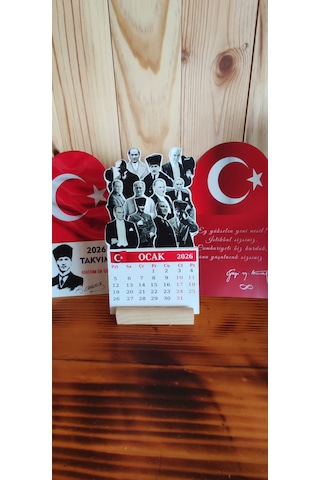 2026 Atatürk Takvimi Ahşap Ayaklı Atatürk Temalı