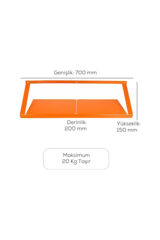 Alfafonet Ziglat 150 Serisi Endüstriyel Duvar Tipi Raf 700x200x150 Mm Turuncu 20 Kg Taşıma Kapasiteli