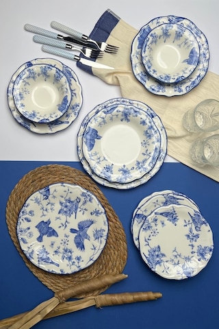 Tabak Evi Stoneware Flower Yemek Takımı 6 Kişilik 24 Parça