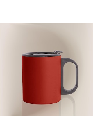 Paslanmaz Çelik Mug, Paslanmaz Çelik Termos Bardak-300 Ml Kırmızı