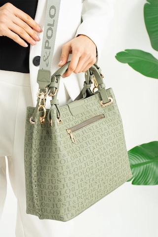 Just Polo Kadın Orijinal Baskılı Büyük Boy El & Omuz Çantası Avp2180pc Shoulder Bag Haki