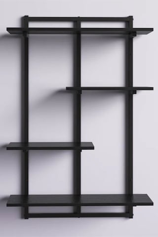 Aju Modern Duvar Rafı - 4 Katlı Metal Şık Modern Yüzen Pencere Duvar Rafı Kitaplık Düzenleyici Raff Siyah