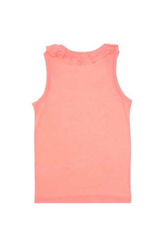 U.S. Polo Assn. Kız Çocuk Pembe Bisiklet Yaka Fırfır Detaylı Kolsuz Tişört 50306242-VR041