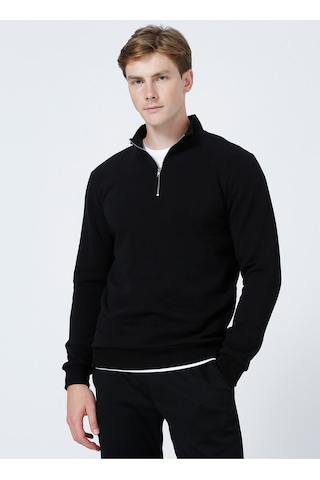 Only & Sons Ceres Half Zip Erkek Siyah Yarım Fermuar Sweatshirt 22019055-02