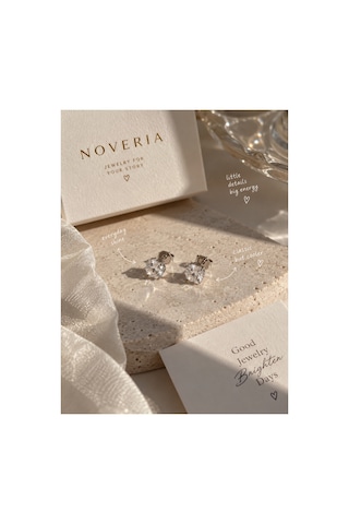 Éclat Collection Clarté Çelik Silver Zirkon Taşlı Tektaş Kadın Küpe Gümüş Gümüş