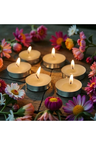 50 Adet Yuvarlak Beyaz Tea Light Mum Beyaz Mum Tealight Mum Yılbaşı Mumları Romantik Dekor Süsleme Beyaz