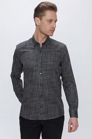 Efor Gk 662 Slim Fit Siyah Klasik Gömlek Siyah