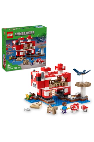 LEGO® Minecraft® Mooshroom Evi 21270 - 8 Yaş ve Üzeri Macera Oyunları Seven Çocuklar için Mantar Tarlaları İçeren Oyuncak Yapım Seti (500P)