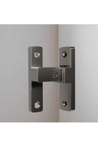 Jokmae Gri 90 Derece Kapı Mandalı - Metal Koruyucu, Katlanır 5x8.4cm