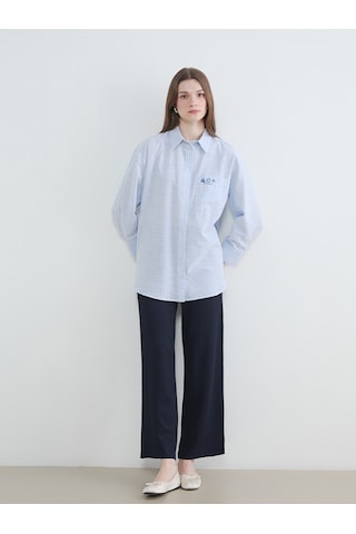 Lcw Modest Lacivert Beli Lastikli Dokulu Kadın Pantolon