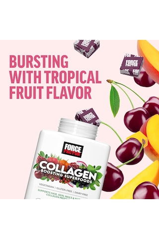 Force Factor Collagen Superfoods Women With Biotin Hyaluronic Acid And Vitamin C For Hair Skin Nails 60 Chews