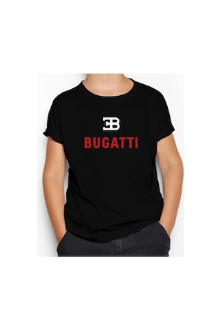Zepplin Giyim Bugatti Logo Siyah Çocuk Tişört Siyah