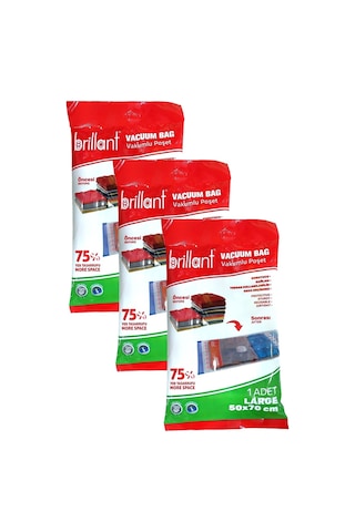 Brillant Vakumlu Hurç, 3lü Set, Large Boy 50x70 Şeffaf