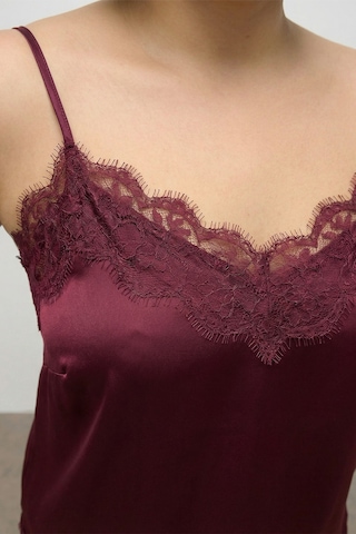 Myline Dantel Detaylı İp Askılı Saten Bluz Bordo
