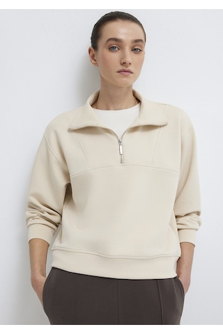 Mavi - Yarı Fermuarlı Ekru Tencel Sweatshirt 1s10488-70005 Ekru