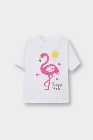 Defacto Kız Bebek Bisiklet Yaka Baskılı Kısa Kollu Tişört E0723a525smwt34 Beyaz