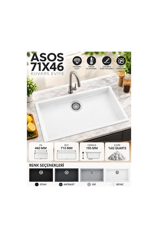 Granit Evye Vera Series Siyah Renk En :460mm Boy 710 Mm Derinlik :195 Mm