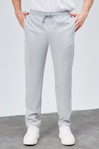HLT Jeans Erkek Gri Relaxed Fit Yandan Cepli Beli Lastikli Bağcıklı Duble Paça Jogger Pantolon Bolt-1998 Gri