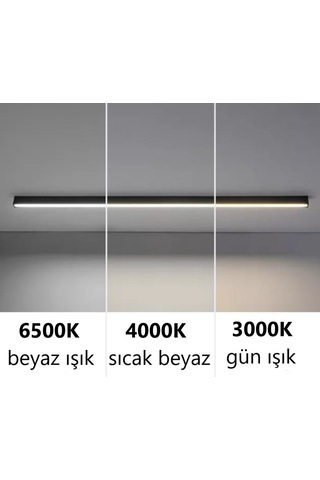 Linear 150cm Siyah Kasa Ledli Sarkıt Modern Led Avize, Salon, Mutfak, Masa Üstü Avize Aydınlatma Gün Işığı